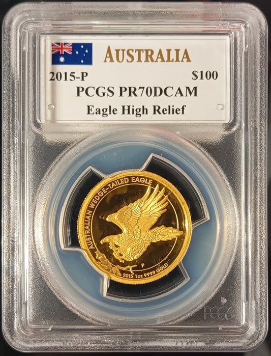 Wedge Tailed Eagle 2015, Serie 1 oz Gold PCGS 70, Wedge Tailed Eagle , 100$, 2015