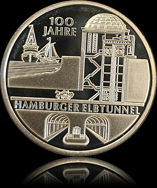 100 JAHRE HAMBURGER ELBTUNNEL, Serie 10 € Silber Gedenkmünzen Deutschland, Spiegelglanz, 2011