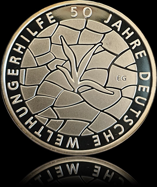 50 JAHRE DEUTSCHE WELTHUNGERHILFE, Serie 10 € Silber Gedenkmünzen Deutschland, Spiegelglanz, 2012