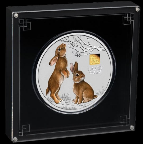 YEAR OF THE RABBIT, Serie Lunar III, 1 Kg Silver with Gold Privy Mark 30$, 2023