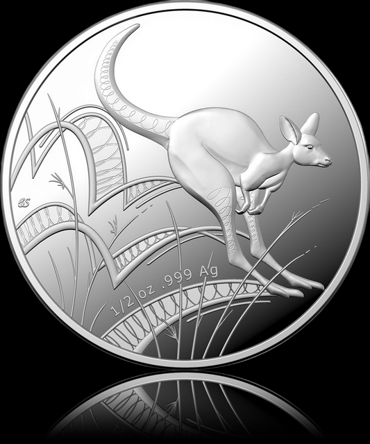 KANGAROO BOUNDING, Royal Australian Mint,  0,5 oz Silber Proof, 1 $, 2022