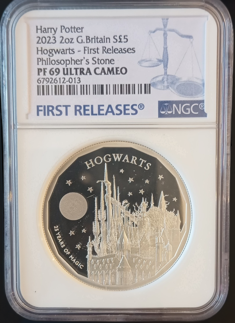 HOGWARTS, Serie Harry Potter, 2 Oz Silver NGC PF 69, 5 £, 2023