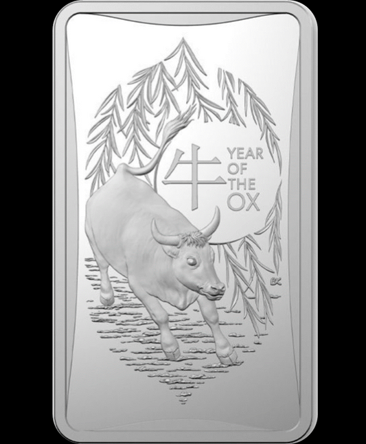 YEAR OF THE OX, Lunar II RAM series, 1 oz Silver $5, Proof Domed 2021