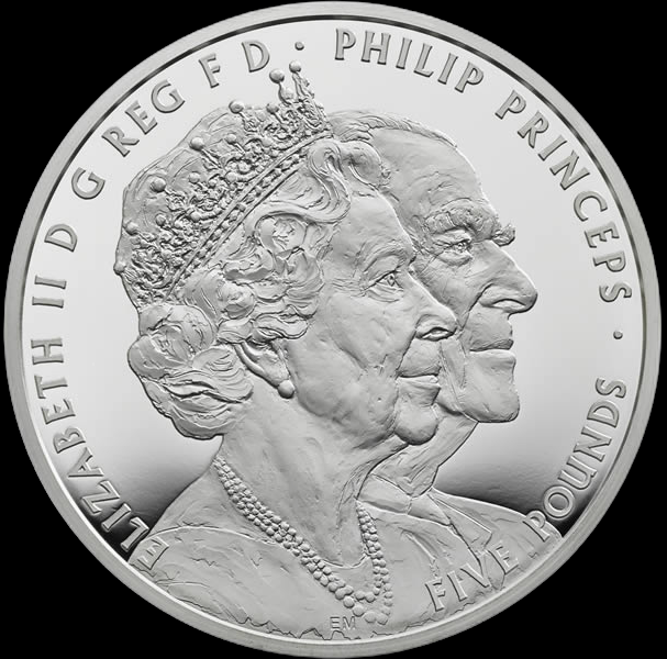 THE PLATINUM WEDDING ANNIVERSARY, 1 oz Silver Piedford Proof, 5 £, 2017