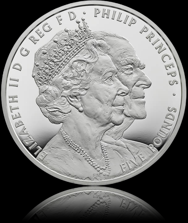 THE PLATINUM WEDDING ANNIVERSARY, 1 oz Silver Piedford Proof, 5 £, 2017