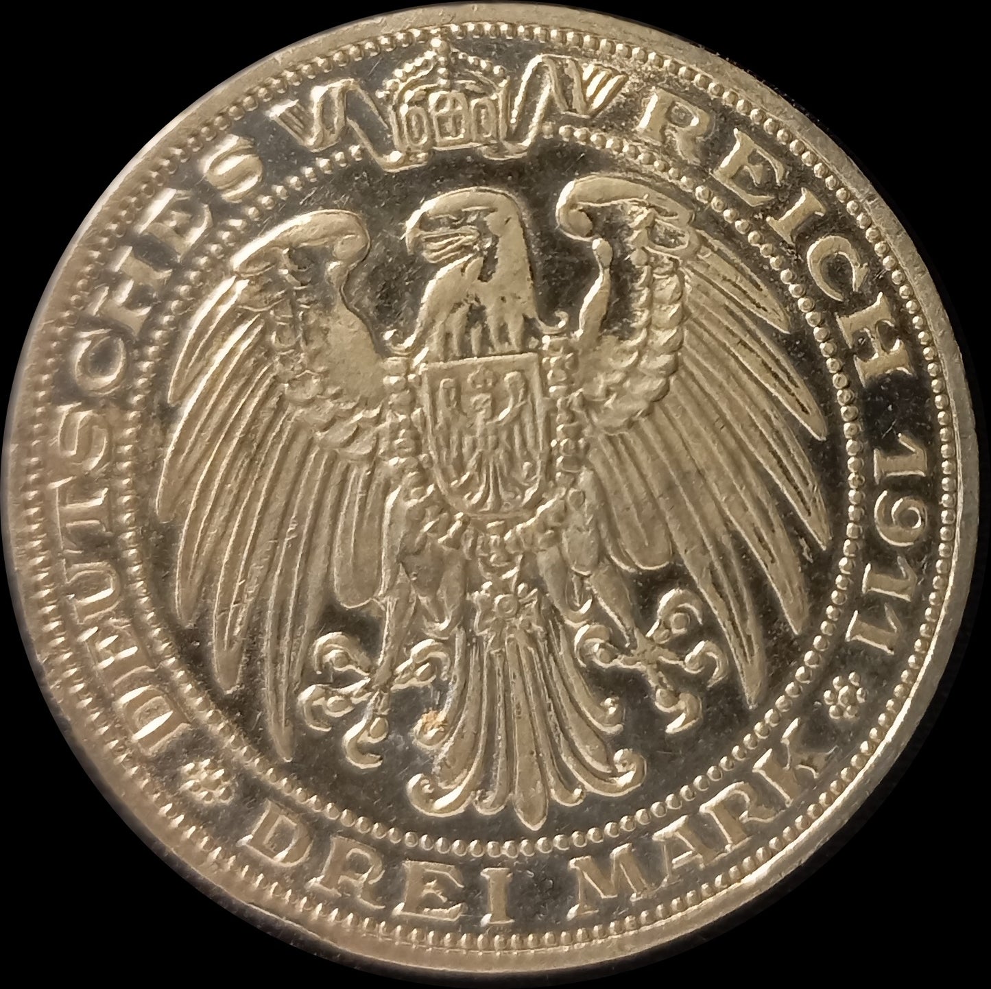 3 Mark Preußen 1911 A Silber, Universität Breslau Preußen Deutsches Kaiserreich, Jaeger-Nr. 108