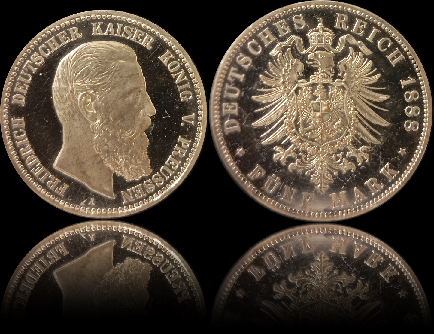 5 Mark Preußen 1888 A Silber, Kaiser Friedrich III. Deutsches Kaiserreich, Jaeger-Nr. 99