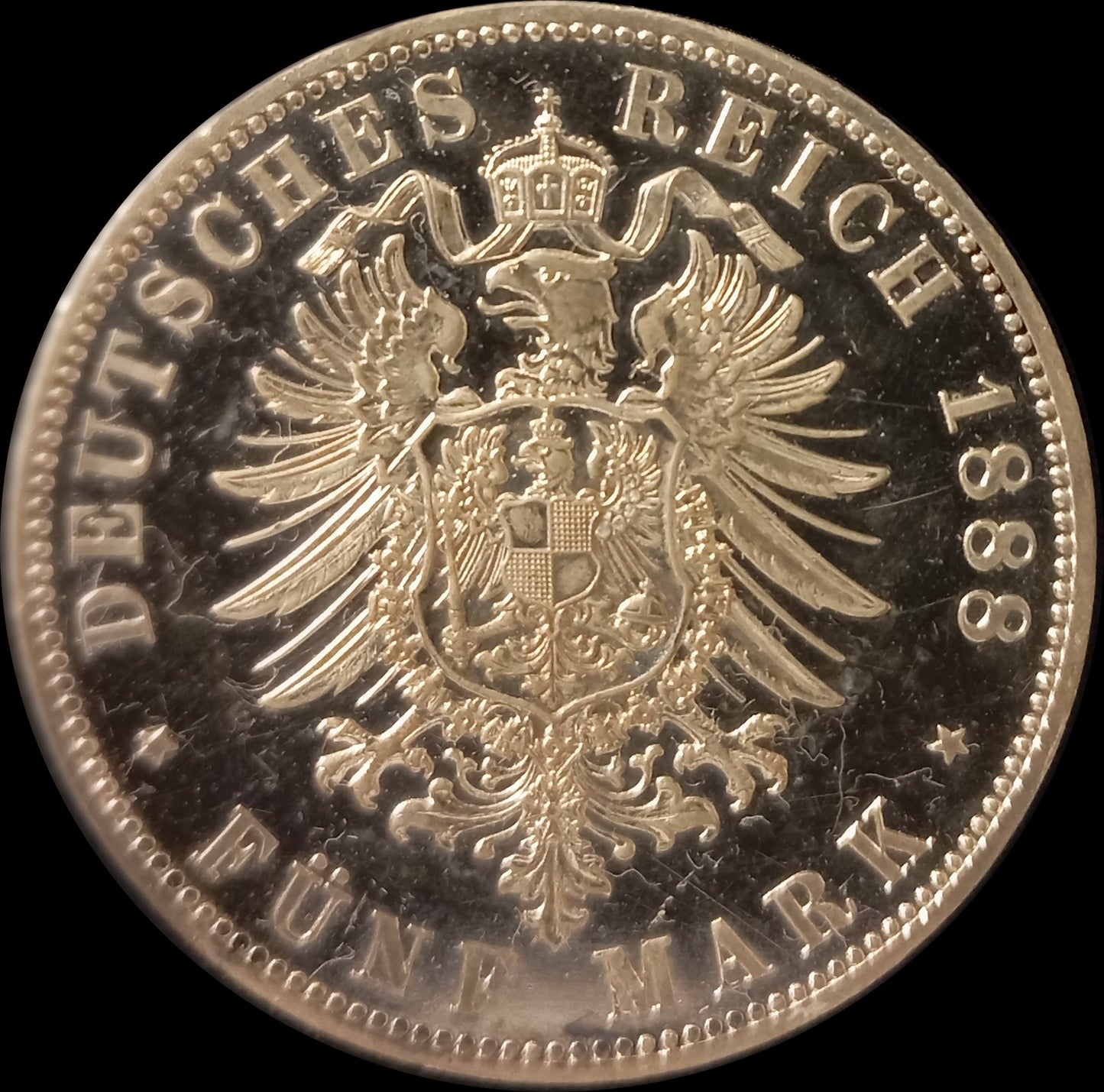 5 Mark Preußen 1888 A Silber, Kaiser Friedrich III. Deutsches Kaiserreich, Jaeger-Nr. 99