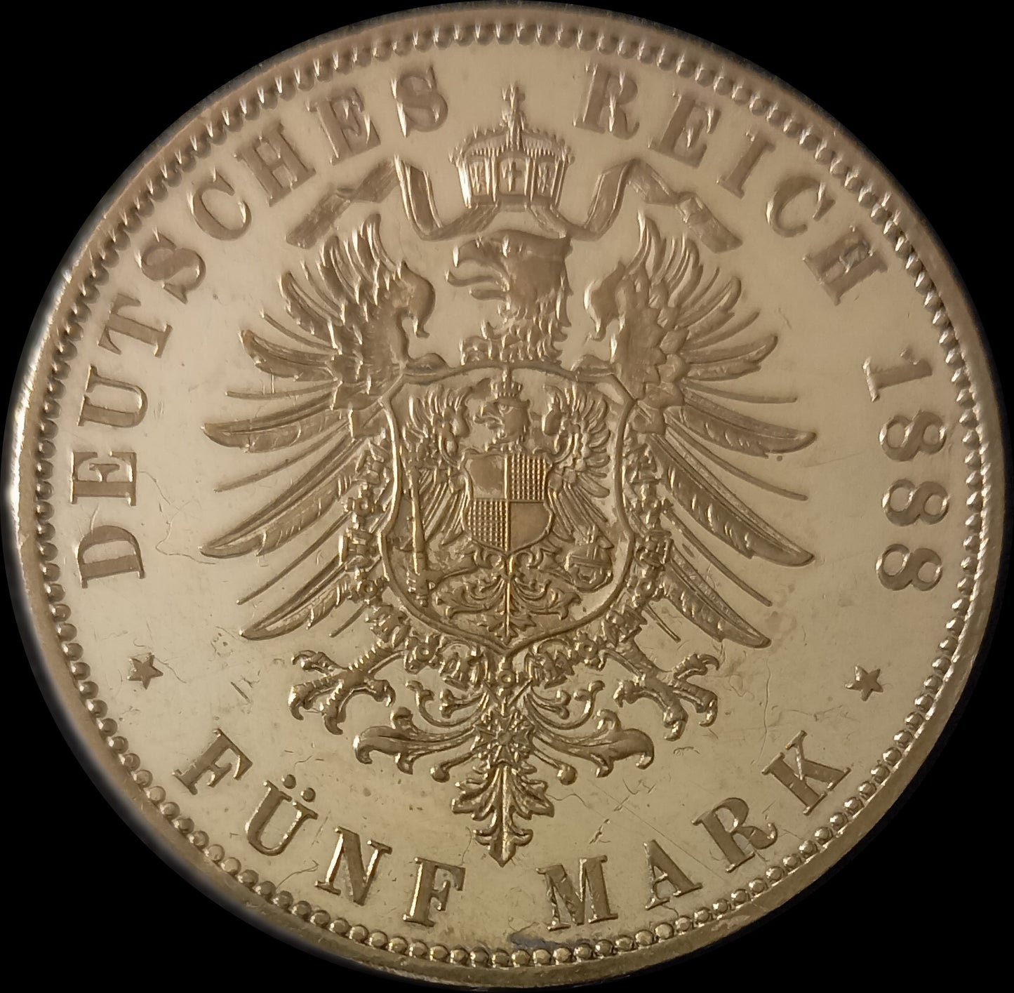 5 Mark Preußen 1888 A Silber, Kaiser Friedrich III. Deutsches Kaiserreich, Jaeger-Nr. 99