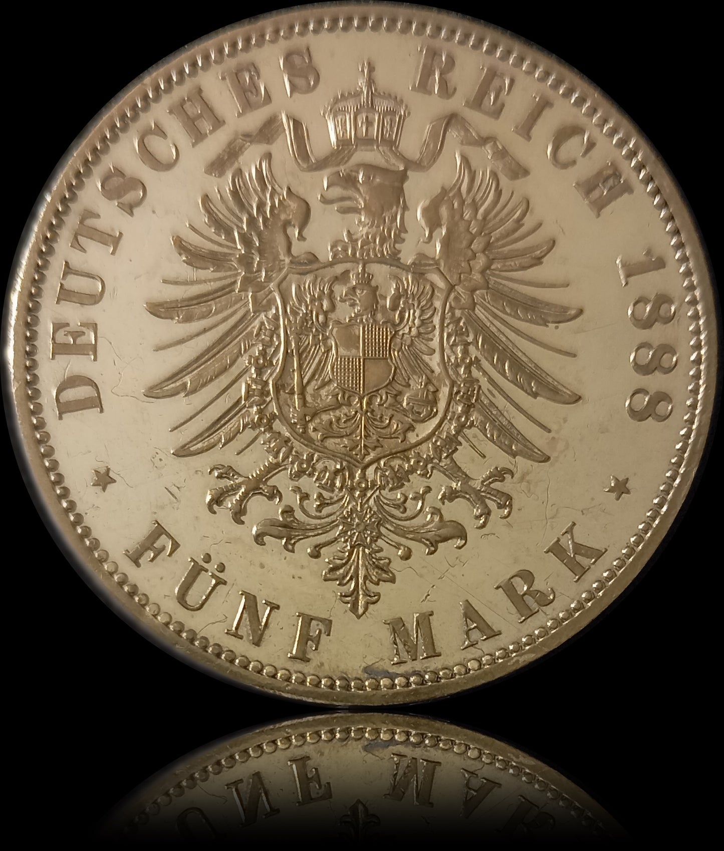 5 Mark Preußen 1888 A Silber, Kaiser Friedrich III. Deutsches Kaiserreich, Jaeger-Nr. 99