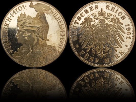 5 Mark Preußen 1901 A Silber, 200 Jahre Königreich Preußen. Deutsches Kaiserreich, Jaeger-Nr. 106