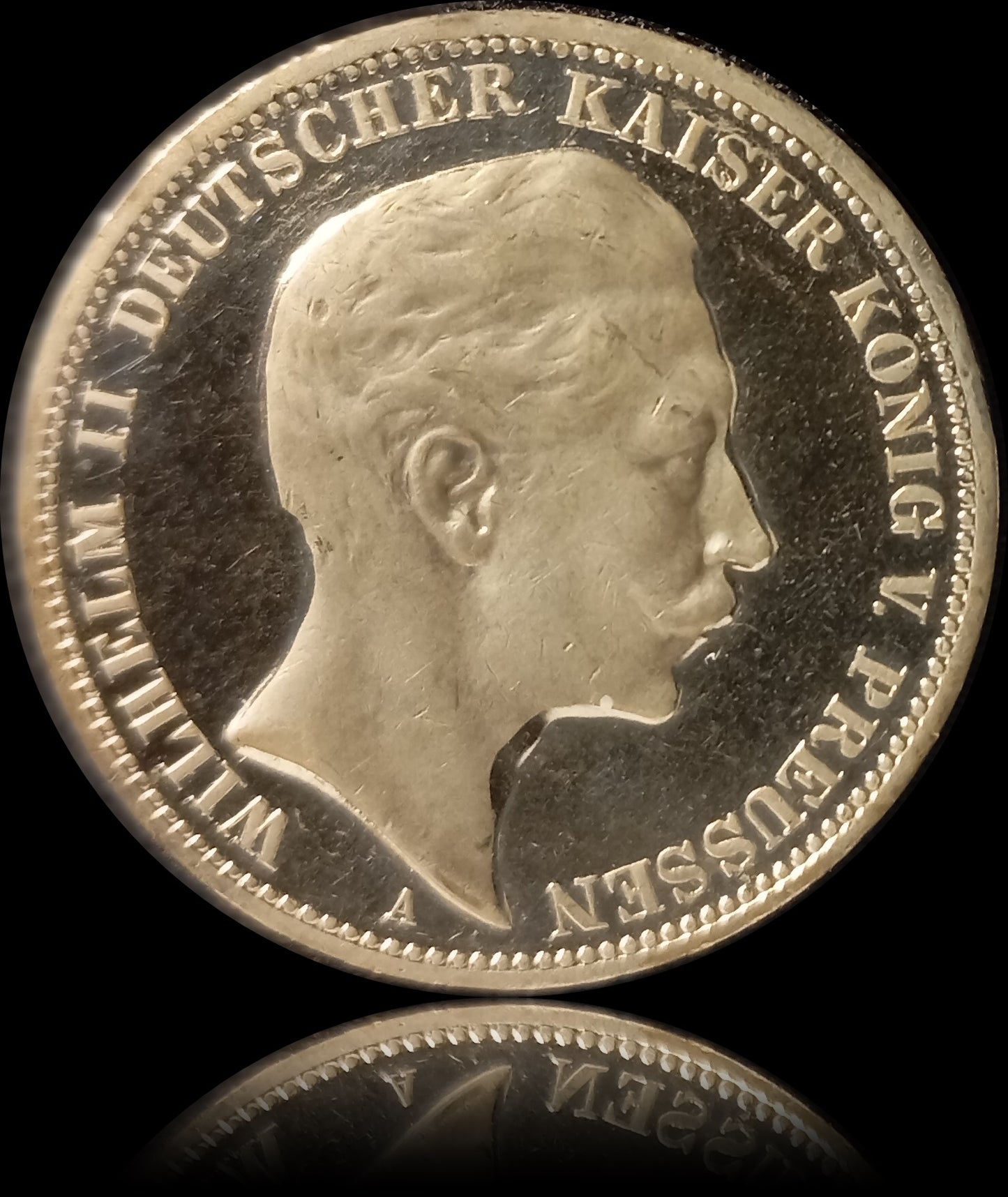 3 Mark Preußen 1908 A Silber, Kaiser Wilhelm II. Deutsches Kaiserreich, Jaeger-Nr. 103