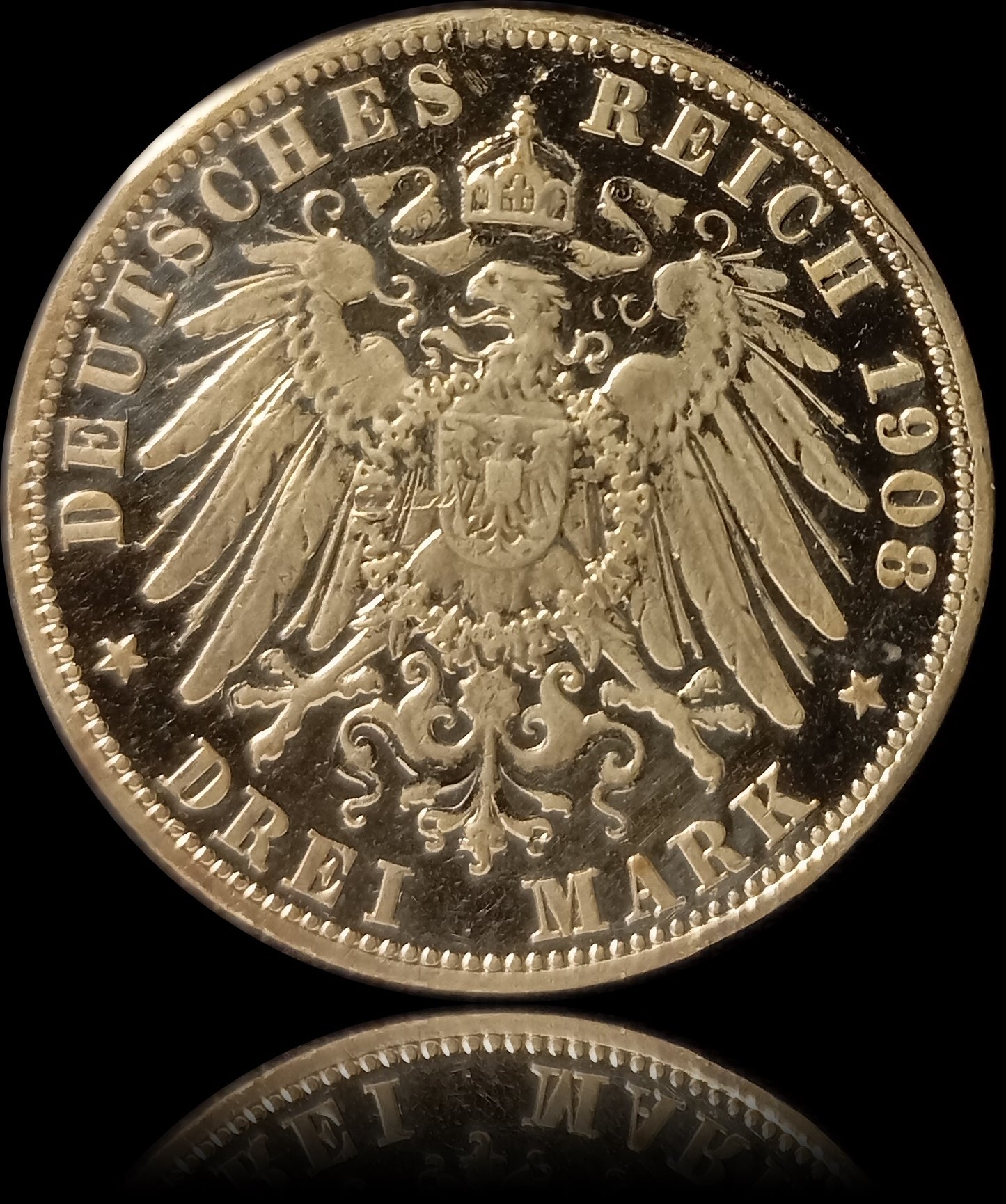 3 Mark Preußen 1908 A Silber, Kaiser Wilhelm II. Deutsches Kaiserreich, Jaeger-Nr. 103