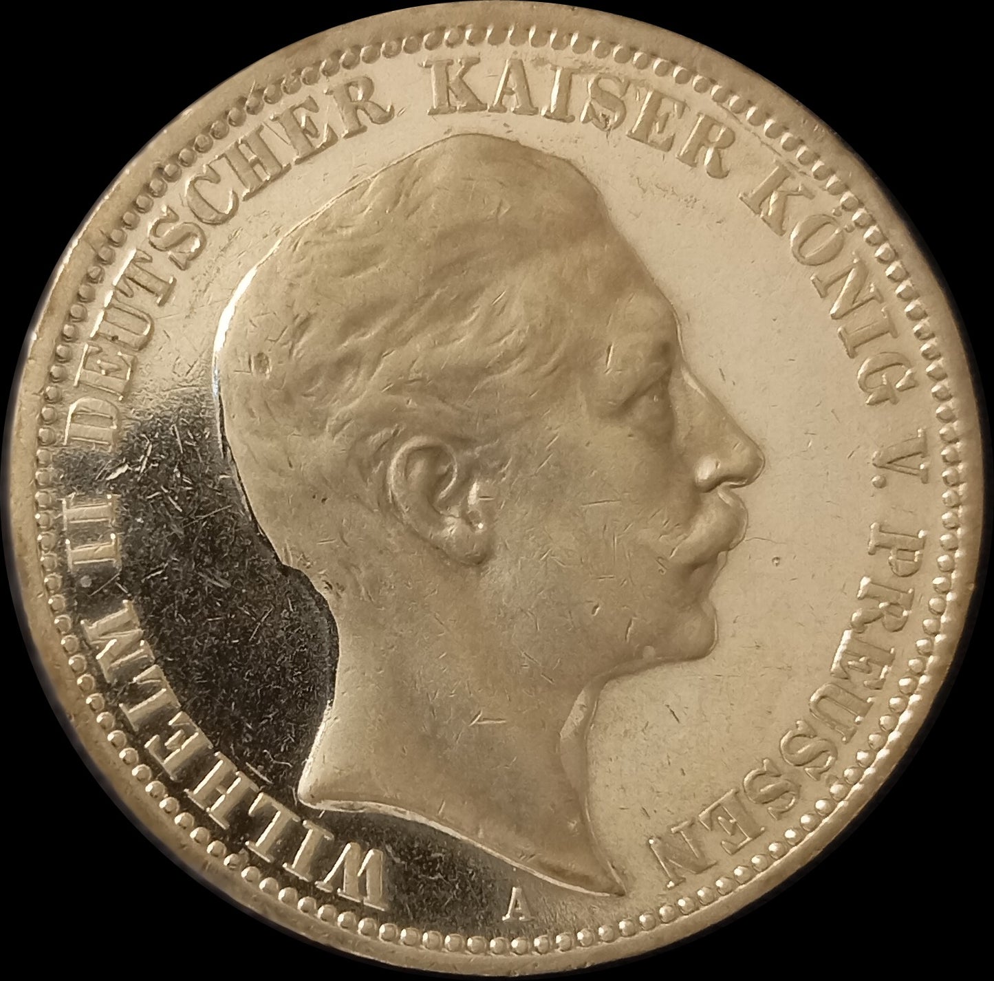 3 Mark Preußen 1908 A Silber, Kaiser Wilhelm II. Deutsches Kaiserreich, Jaeger-Nr. 103