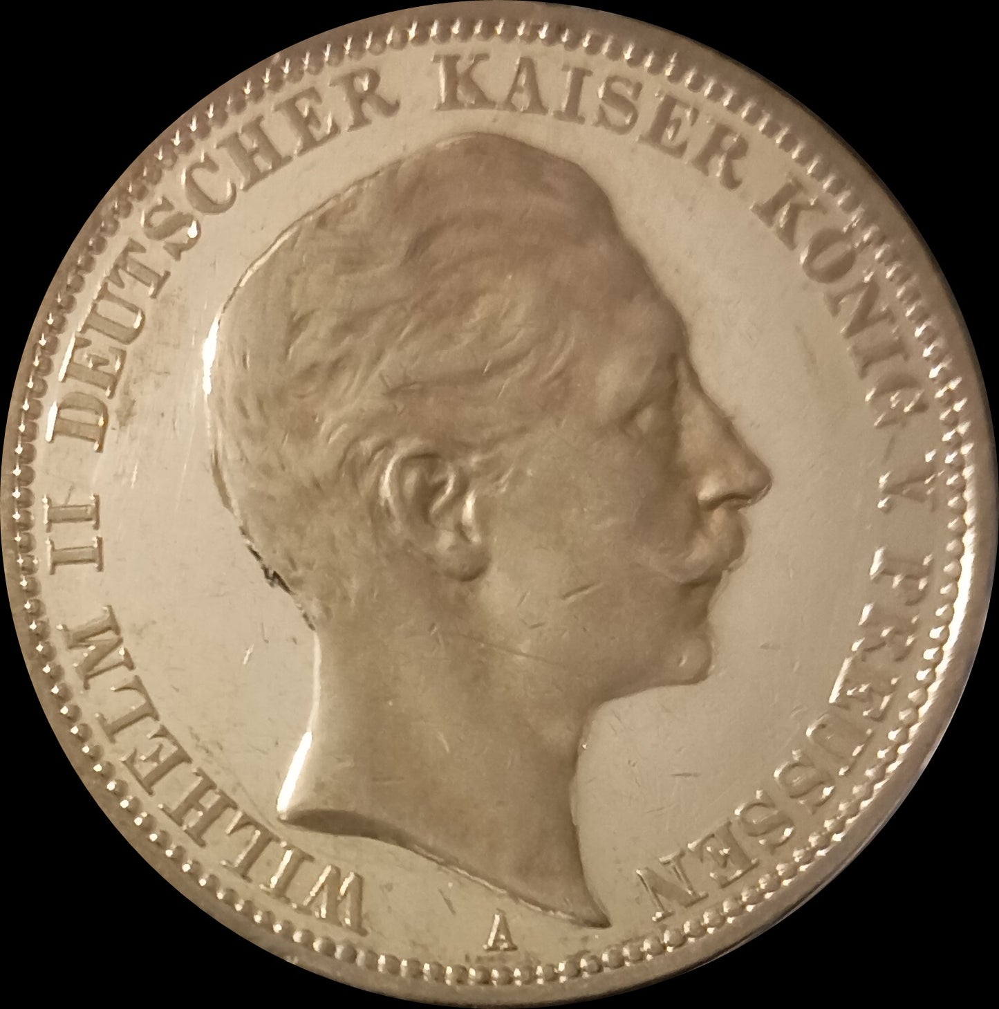 3 Mark Preußen 1910 A Silber, Kaiser Wilhelm II. Deutsches Kaiserreich, Jaeger-Nr. 103