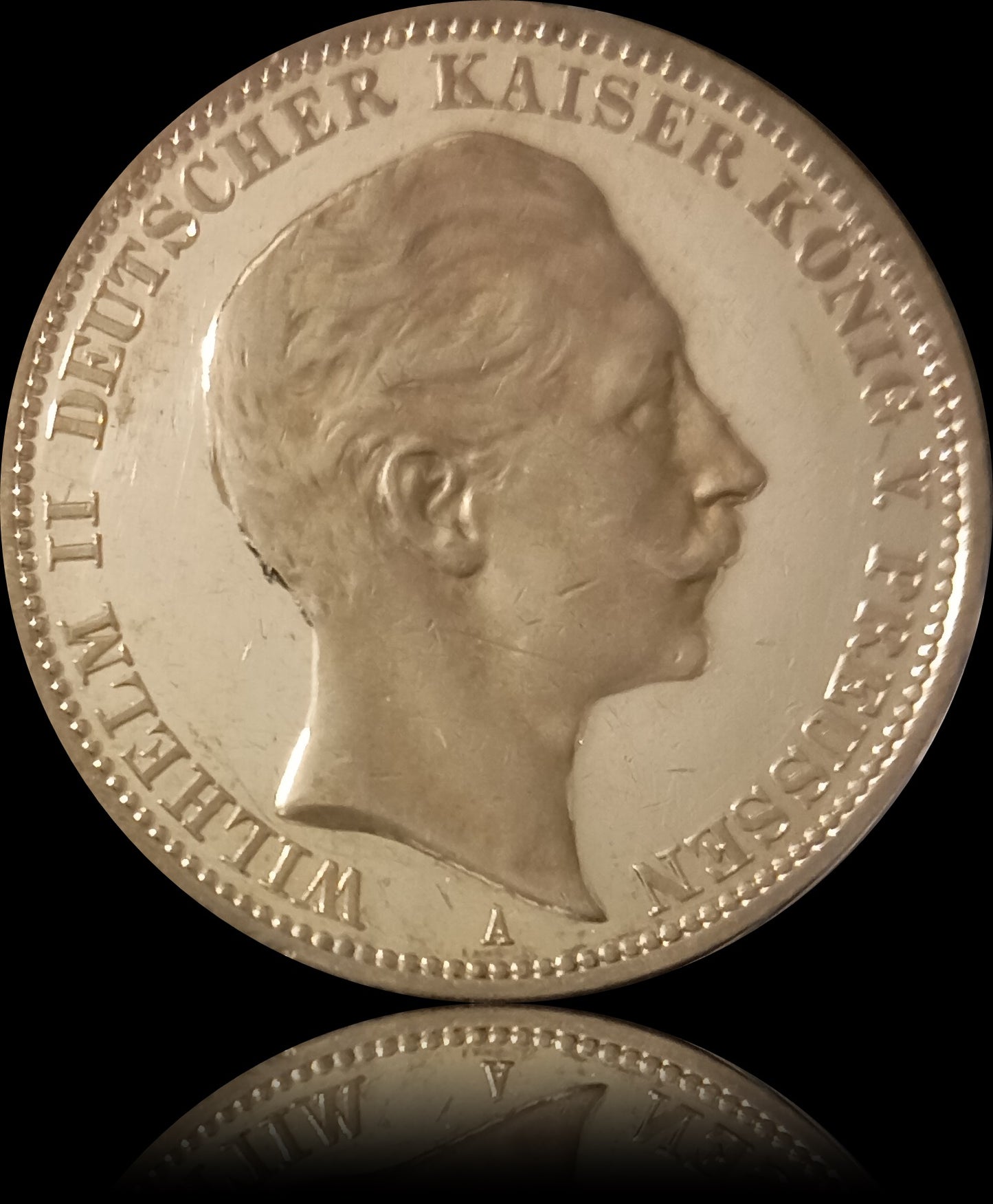 3 Mark Preußen 1910 A Silber, Kaiser Wilhelm II. Deutsches Kaiserreich, Jaeger-Nr. 103