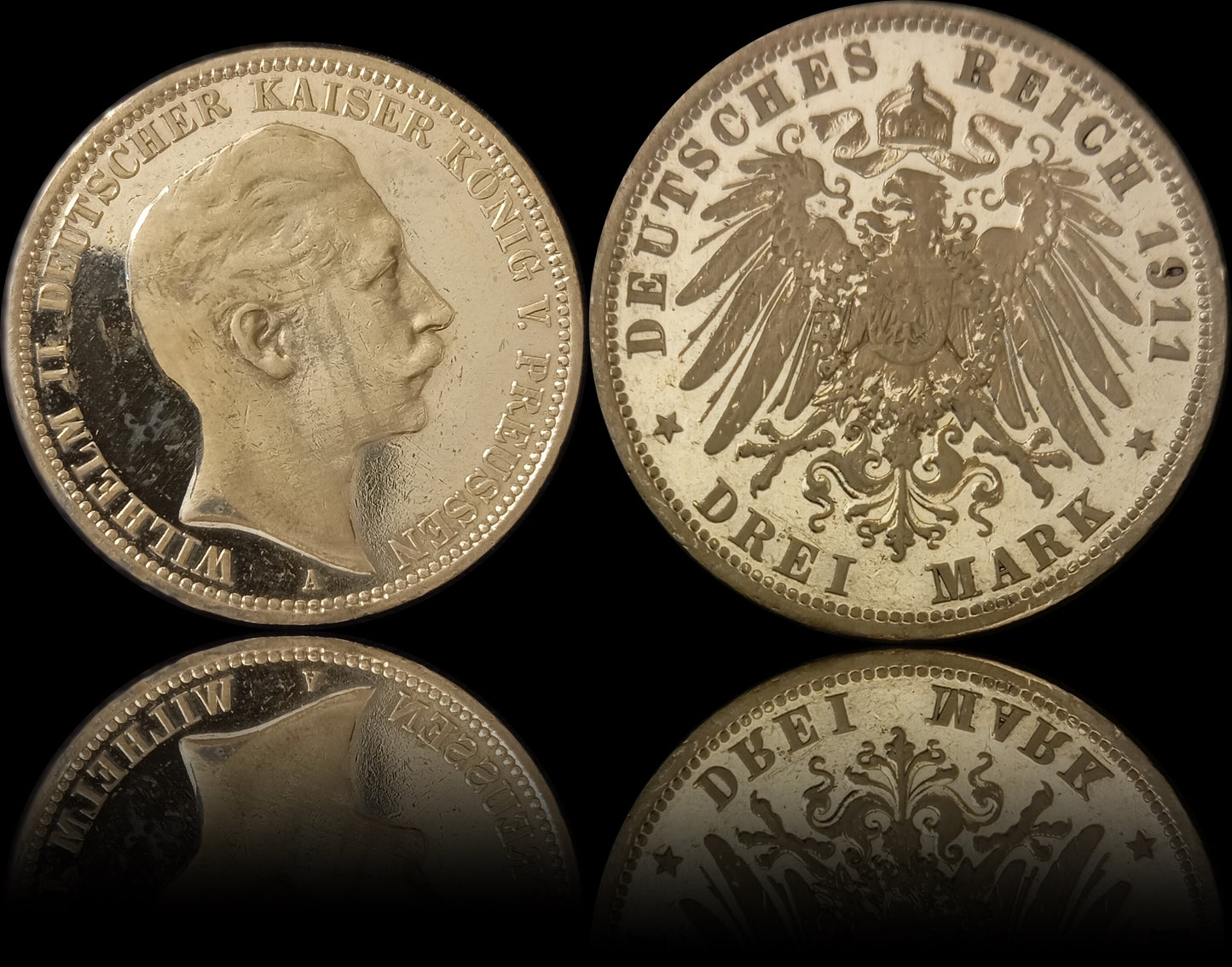 3 Mark Preußen 1911 A Silber, Kaiser Wilhelm II. Deutsches Kaiserreich, Jaeger-Nr. 103