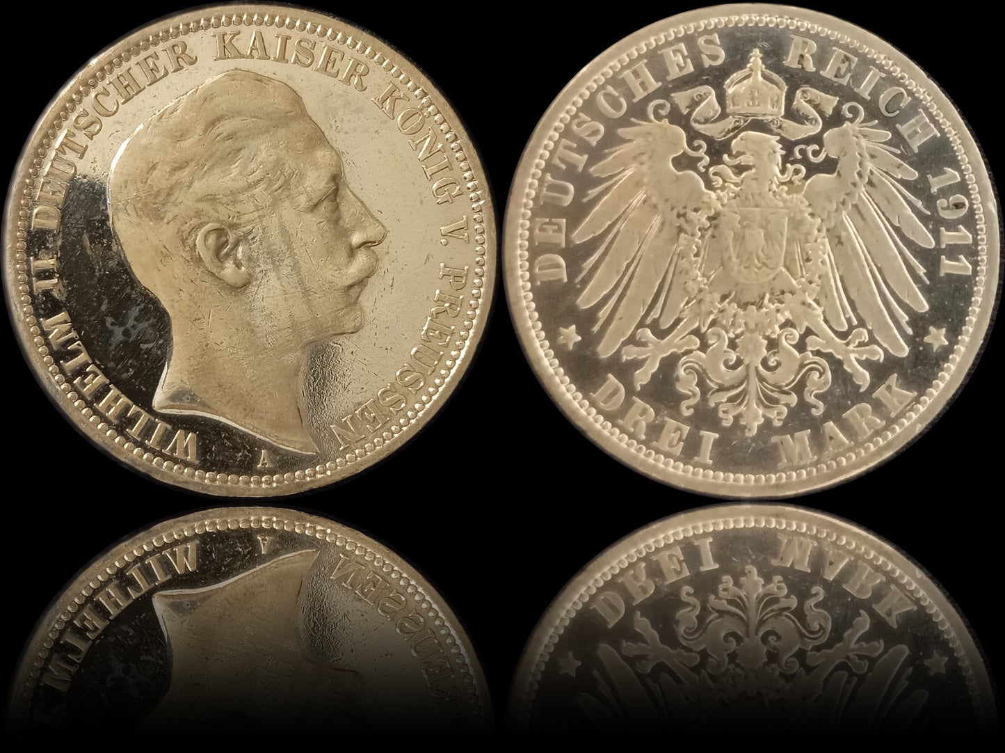 3 Mark Preußen 1911 A Silber, Kaiser Wilhelm II. Deutsches Kaiserreich, Jaeger-Nr. 103