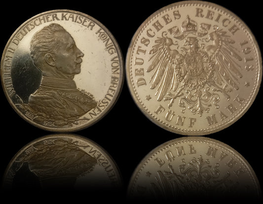 5 Mark Preußen 1913 A Silber, Kaiser Wilhelm II. Deutsches Kaiserreich, Jaeger-Nr. 114