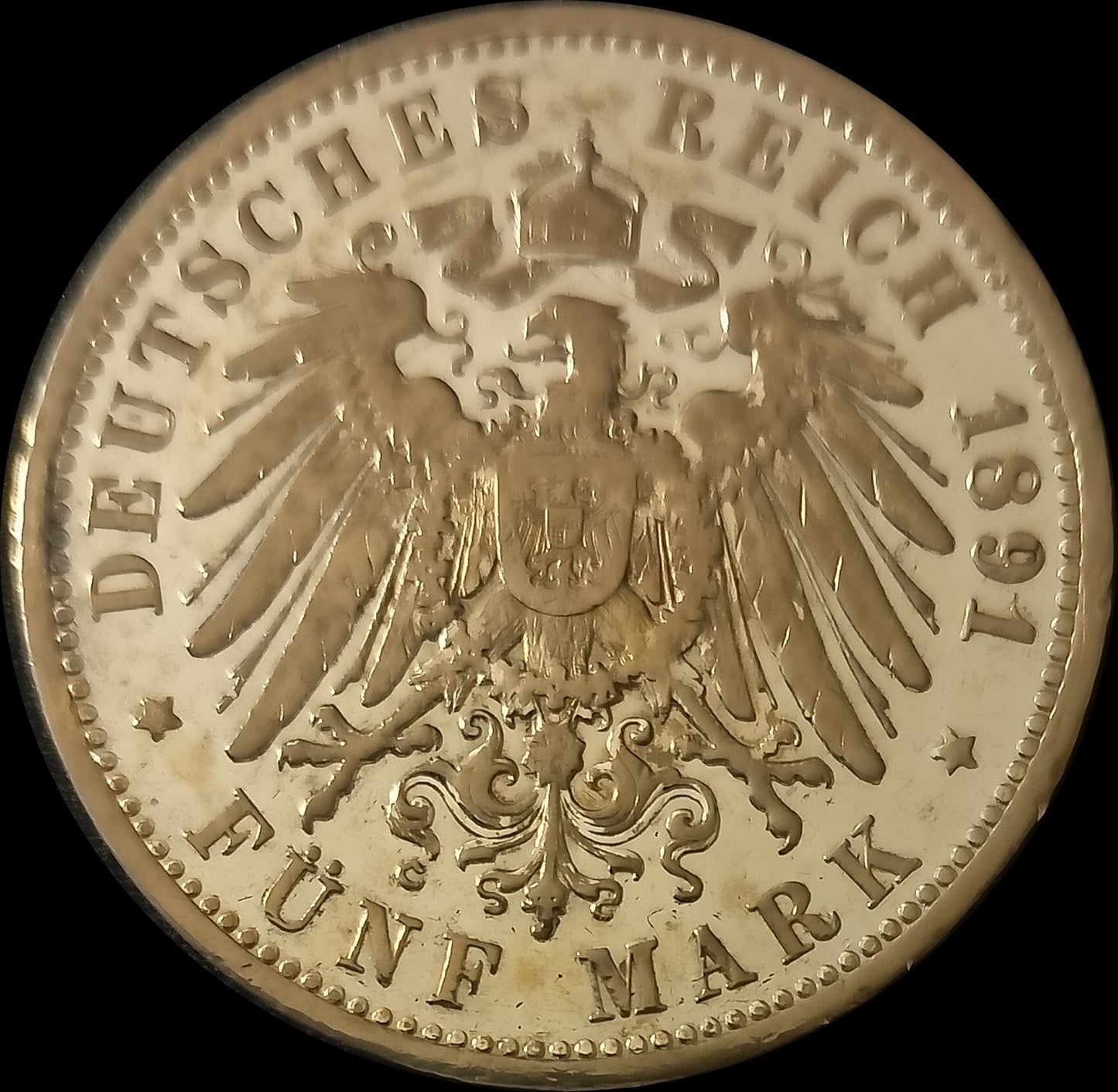 5 Mark Preußen 1891 A Silber, Kaiser Wilhelm II. Deutsches Kaiserreich, Jaeger-Nr. 104