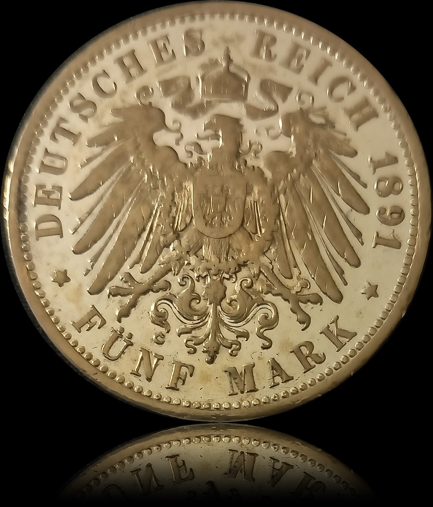 5 Mark Preußen 1891 A Silber, Kaiser Wilhelm II. Deutsches Kaiserreich, Jaeger-Nr. 104