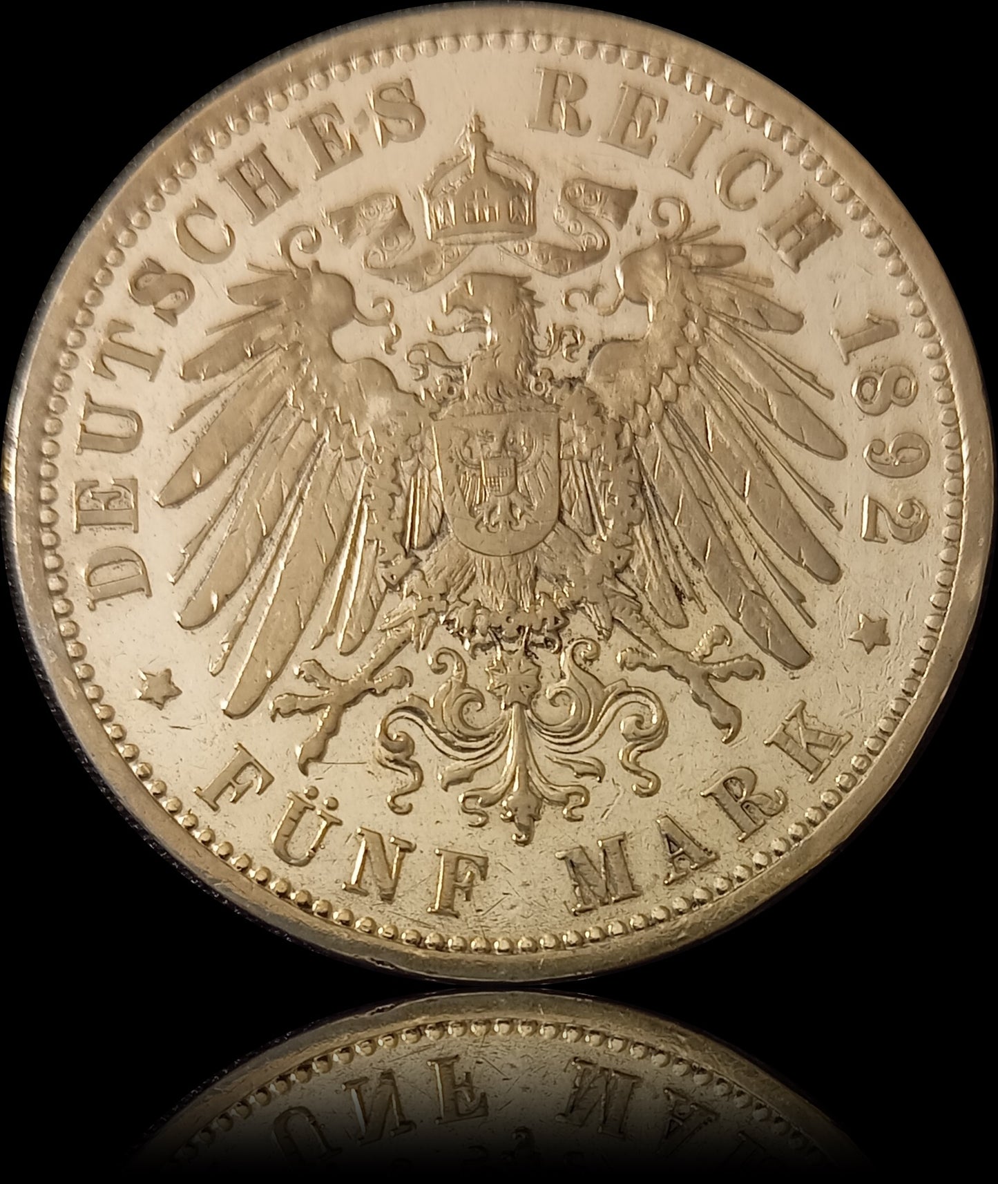 5 Mark Preußen 1892 A Silber, Kaiser Wilhelm II. Deutsches Kaiserreich, Jaeger-Nr. 104