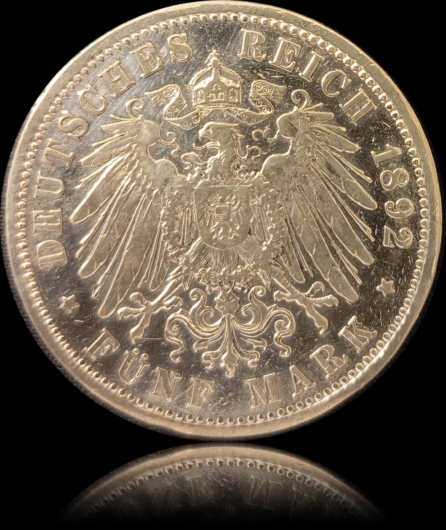 5 Mark Preußen 1892 A Silber, Kaiser Wilhelm II. Deutsches Kaiserreich, Jaeger-Nr. 104