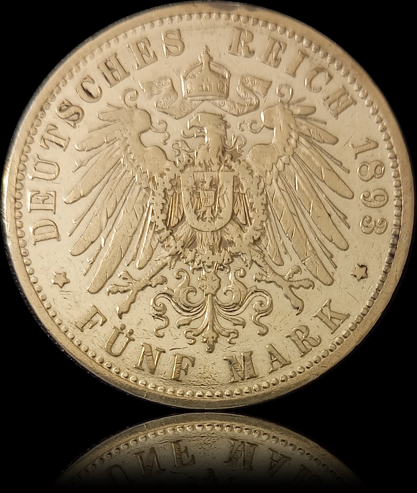 5 Mark Preußen 1893 A Silber, Kaiser Wilhelm II. Deutsches Kaiserreich, Jaeger-Nr. 104