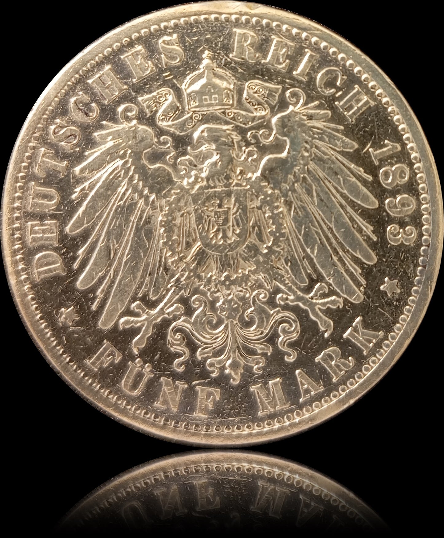 5 Mark Preußen 1893 A Silber, Kaiser Wilhelm II. Deutsches Kaiserreich, Jaeger-Nr. 104