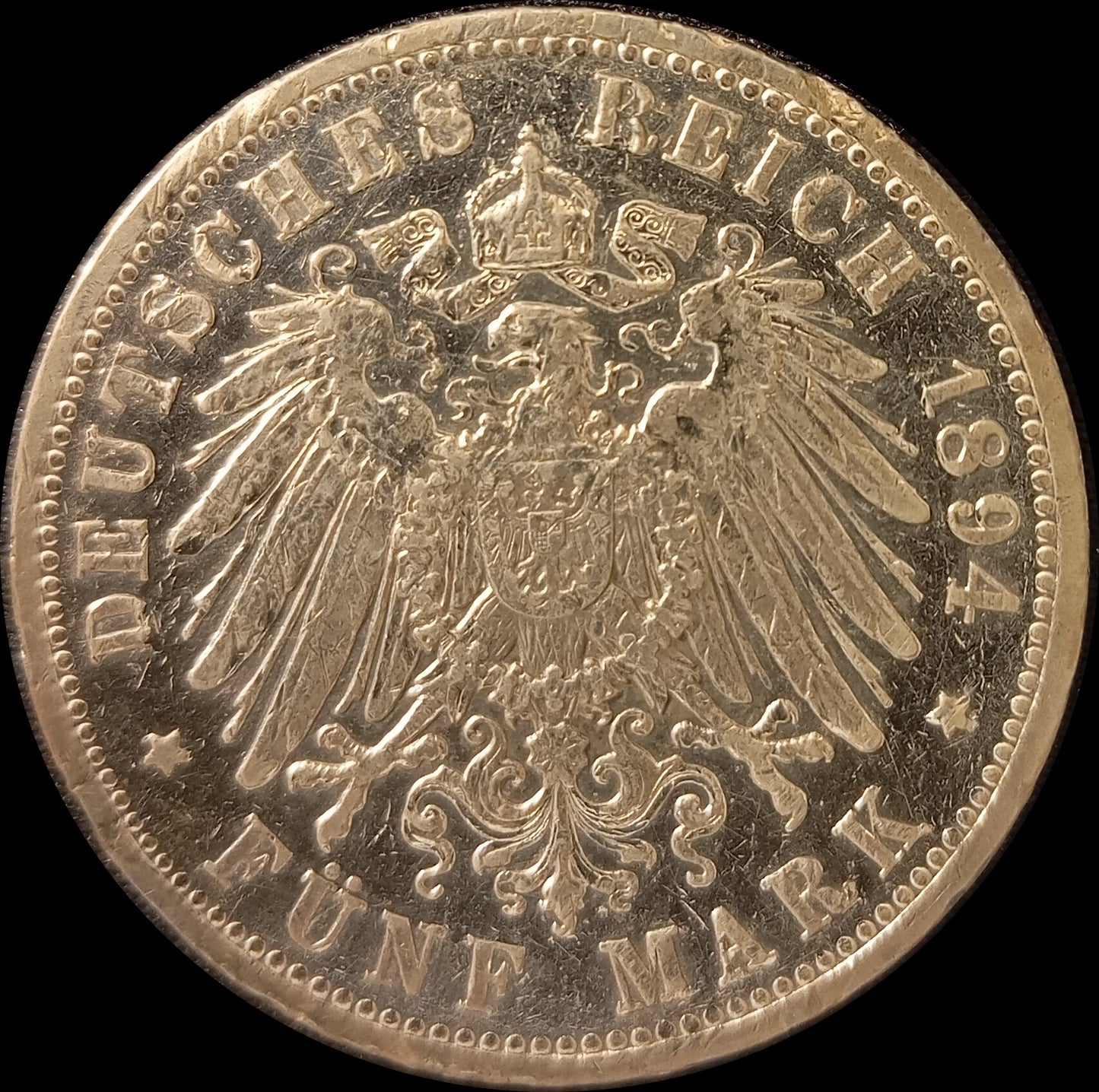 5 Mark Preußen 1894 A Silber, Kaiser Wilhelm II. Deutsches Kaiserreich, Jaeger-Nr. 104