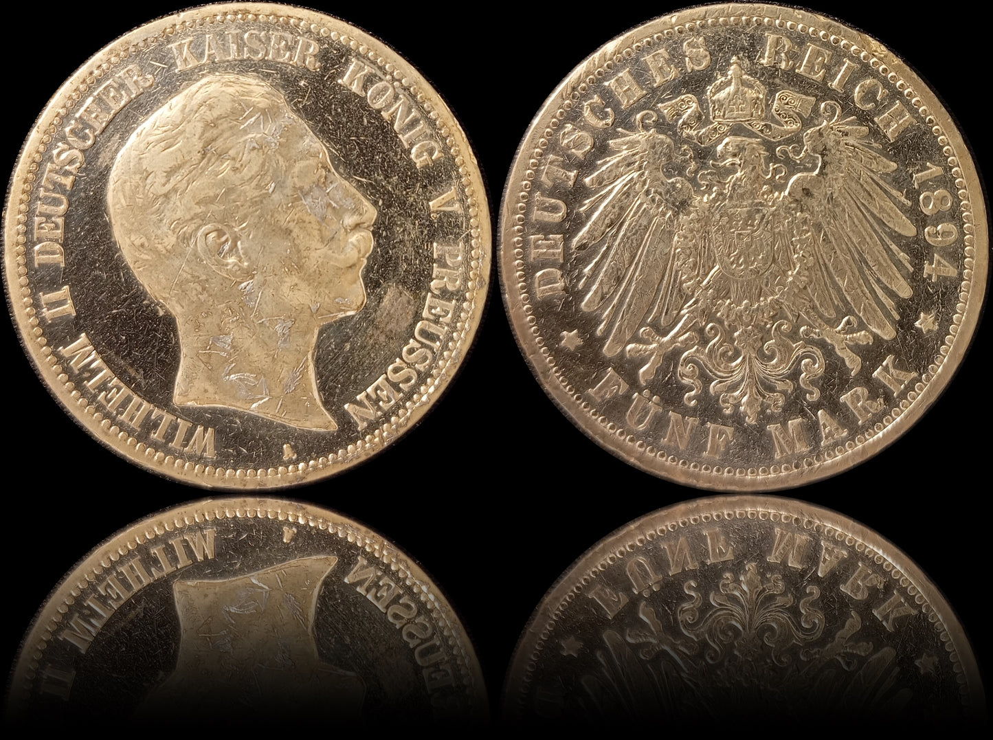 5 Mark Preußen 1894 A Silber, Kaiser Wilhelm II. Deutsches Kaiserreich, Jaeger-Nr. 104