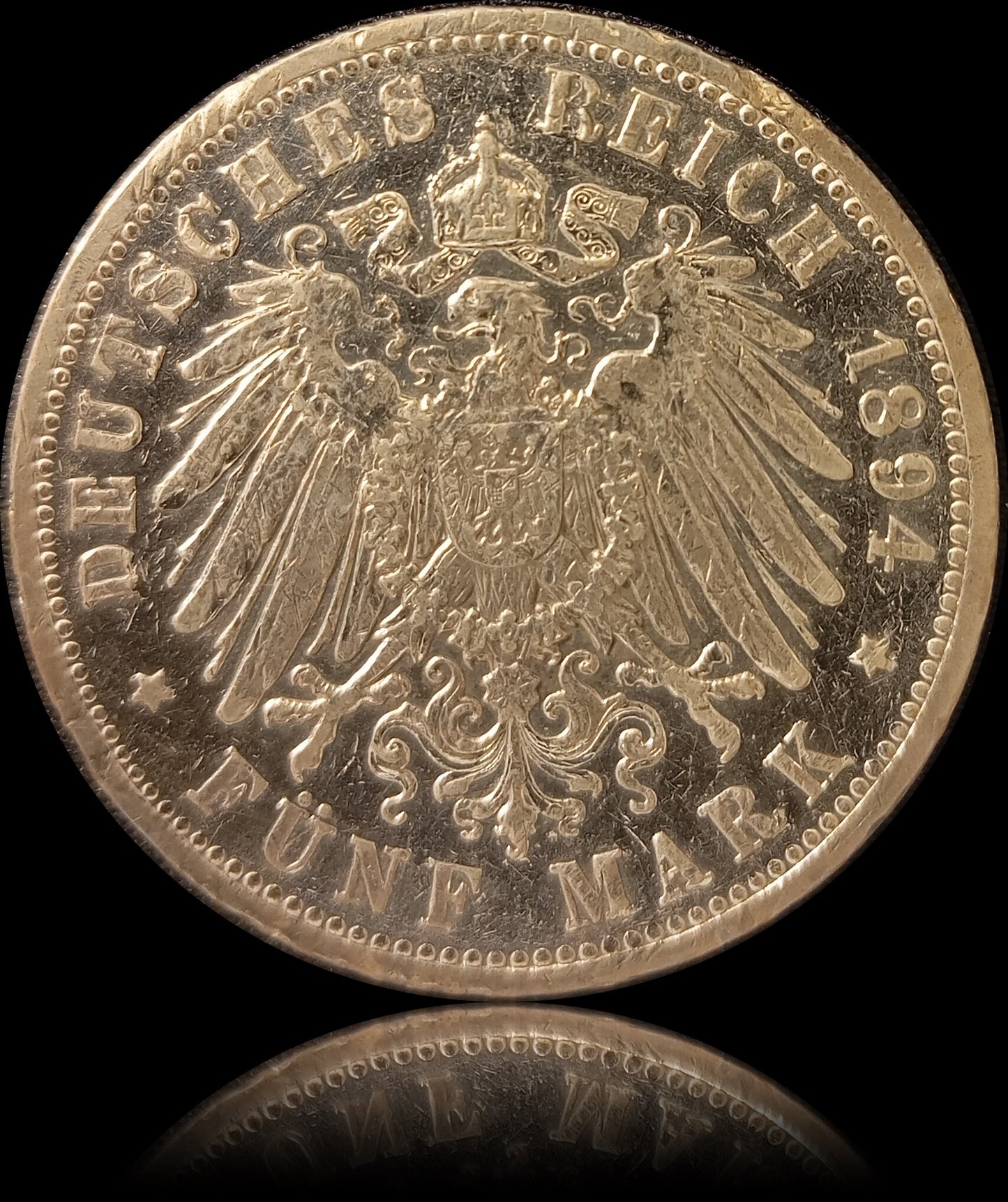 5 Mark Preußen 1894 A Silber, Kaiser Wilhelm II. Deutsches Kaiserreich, Jaeger-Nr. 104