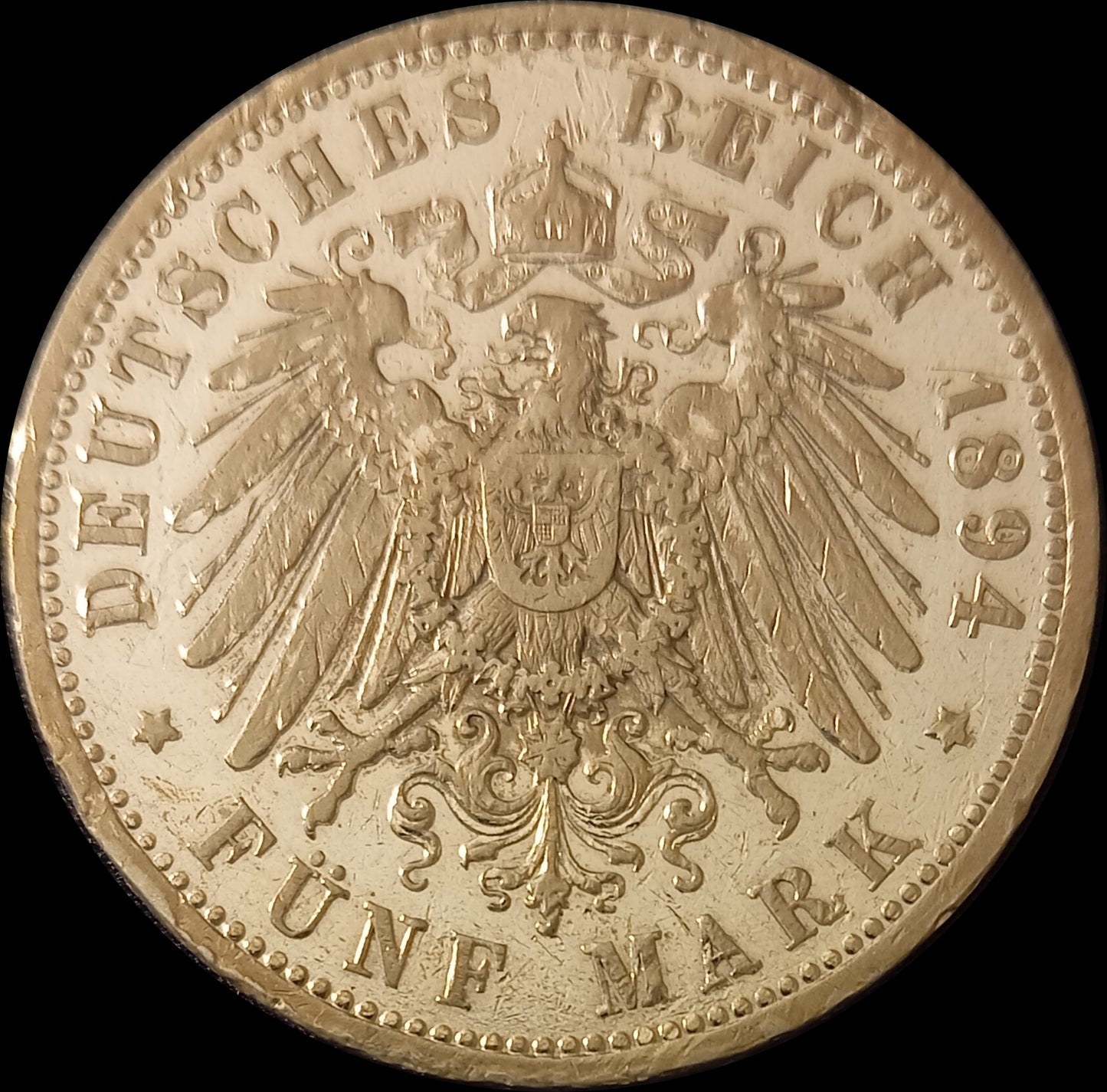 5 Mark Preußen 1894 A Silber, Kaiser Wilhelm II. Deutsches Kaiserreich, Jaeger-Nr. 104