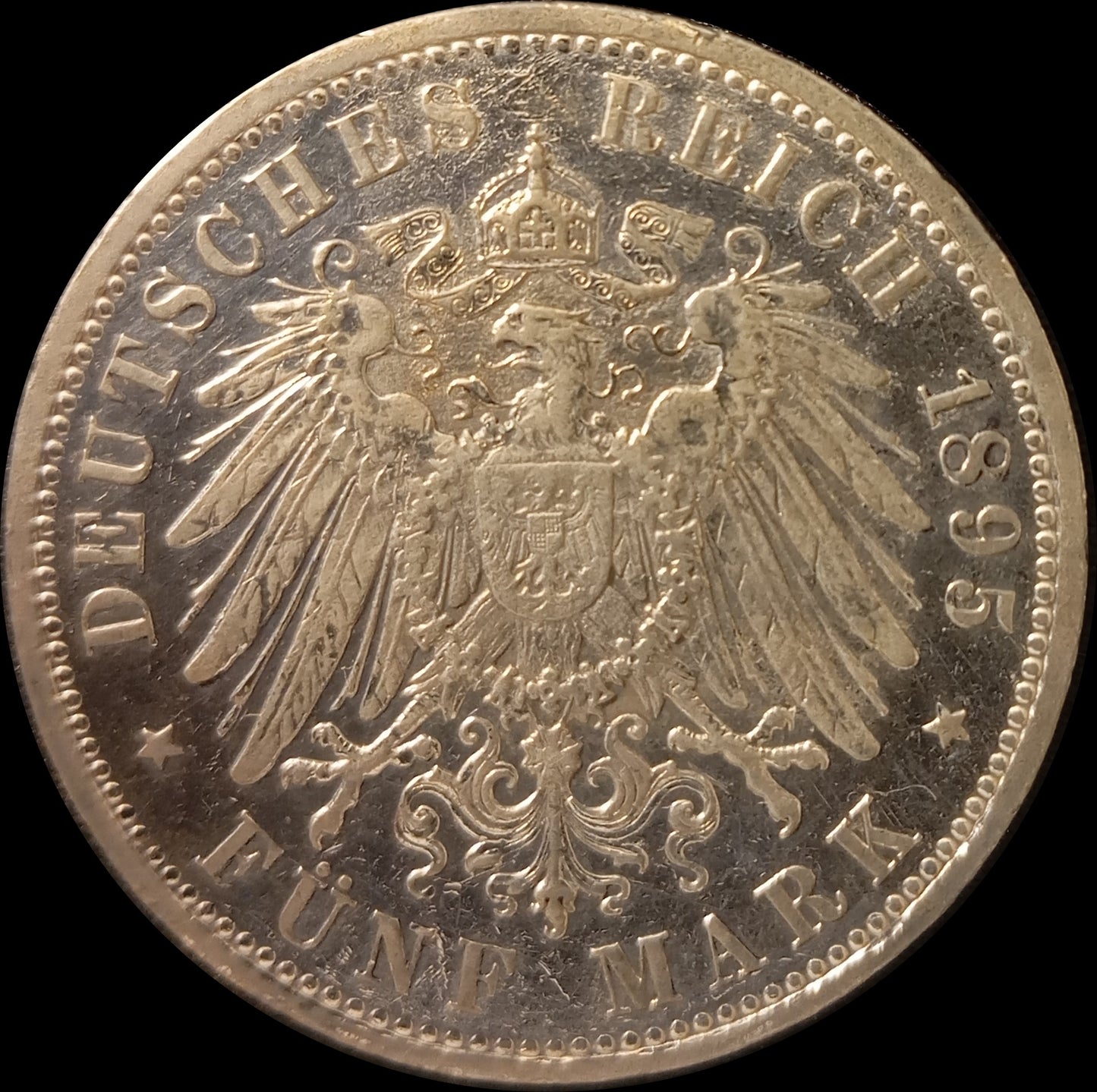 5 Mark Preußen 1895 A Silber, Kaiser Wilhelm II. Deutsches Kaiserreich, Jaeger-Nr. 104