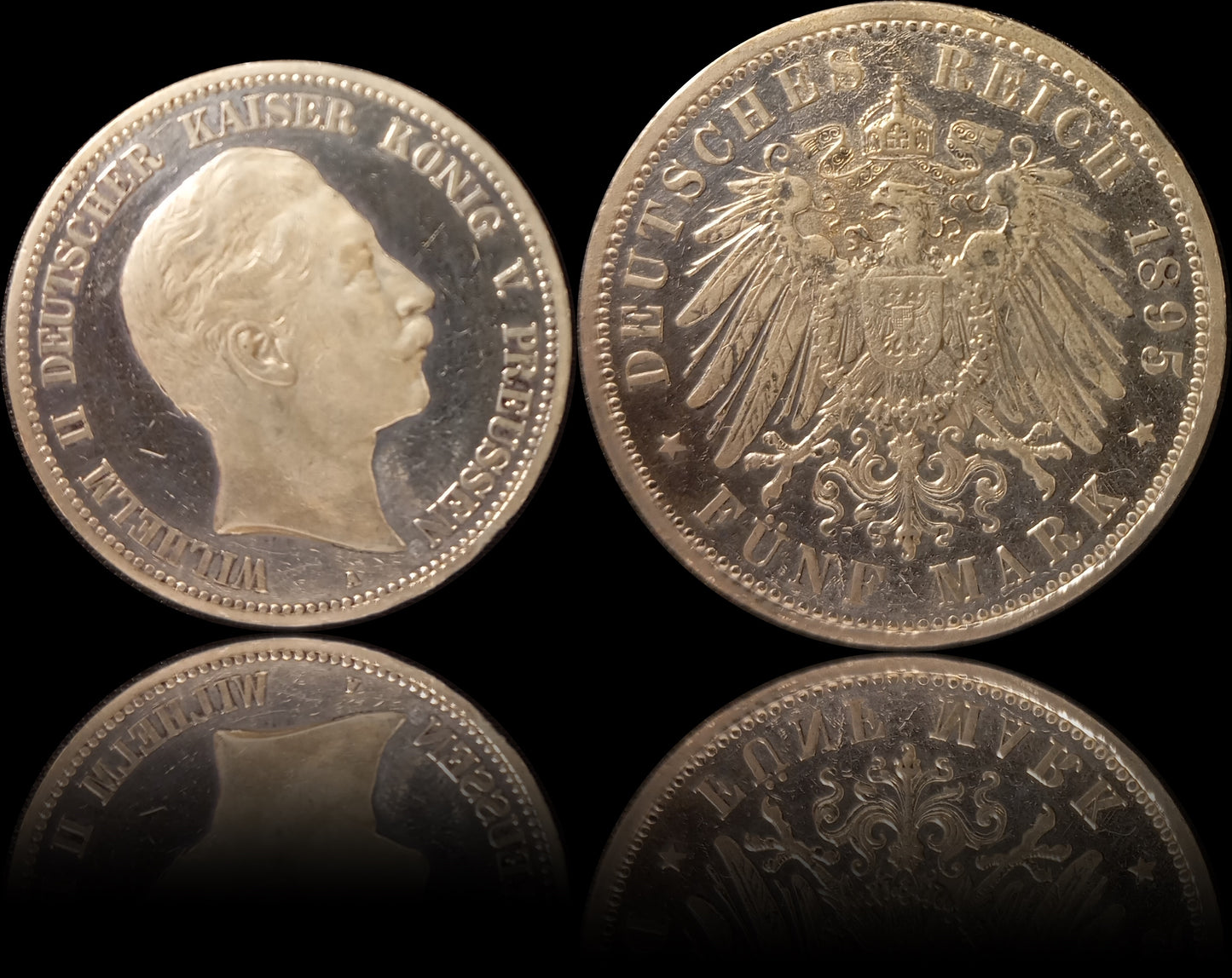 5 Mark Preußen 1895 A Silber, Kaiser Wilhelm II. Deutsches Kaiserreich, Jaeger-Nr. 104