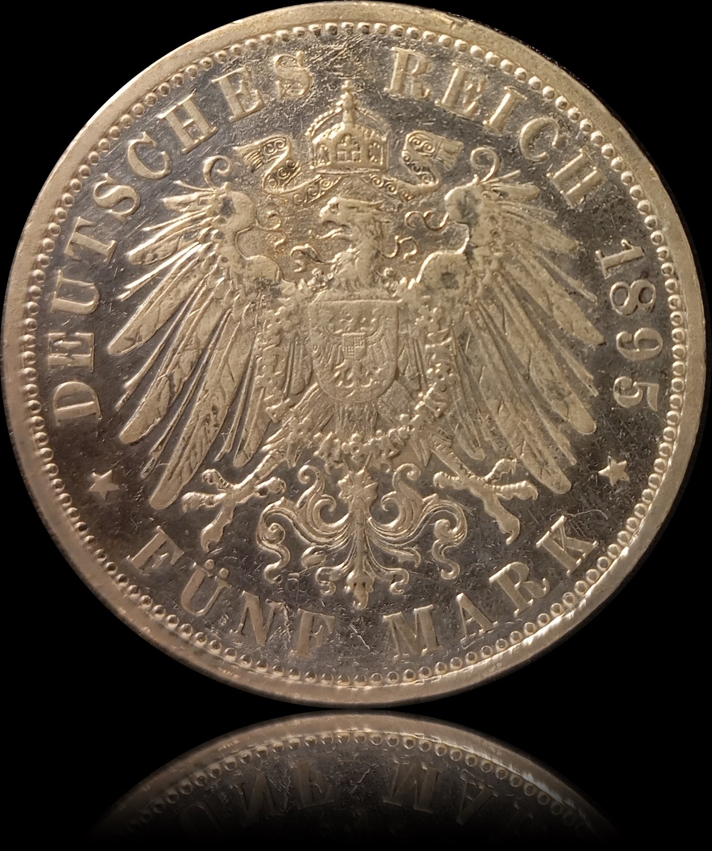 5 Mark Preußen 1895 A Silber, Kaiser Wilhelm II. Deutsches Kaiserreich, Jaeger-Nr. 104