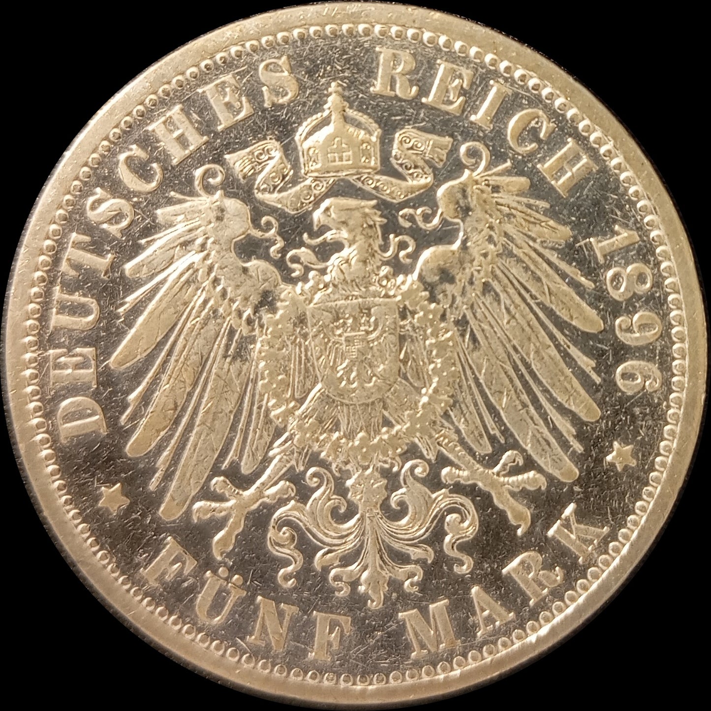 5 Mark Preußen 1896 A Silber, Kaiser Wilhelm II. Deutsches Kaiserreich, Jaeger-Nr. 104