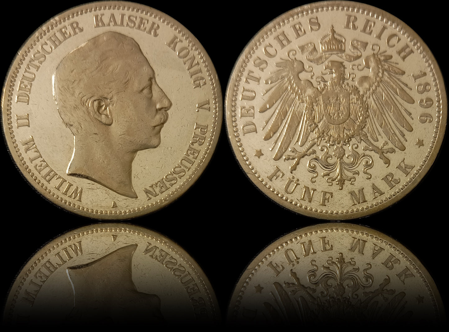 5 Mark Preußen 1896 A Silber, Kaiser Wilhelm II. Deutsches Kaiserreich, Jaeger-Nr. 104