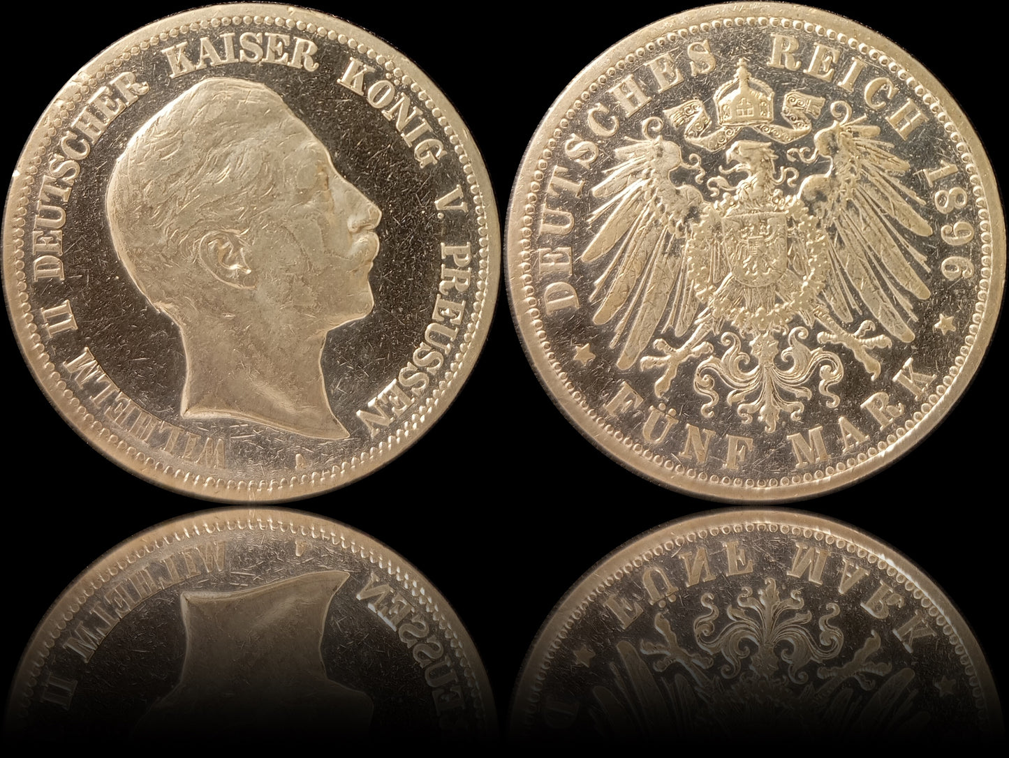 5 Mark Preußen 1896 A Silber, Kaiser Wilhelm II. Deutsches Kaiserreich, Jaeger-Nr. 104