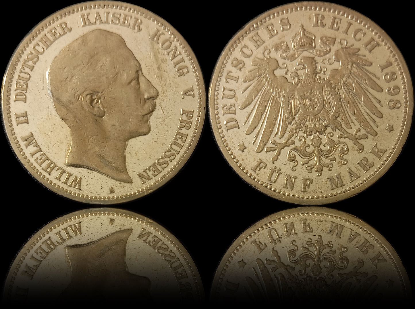 5 Mark Preußen 1898 A Silber, Kaiser Wilhelm II. Deutsches Kaiserreich, Jaeger-Nr. 104