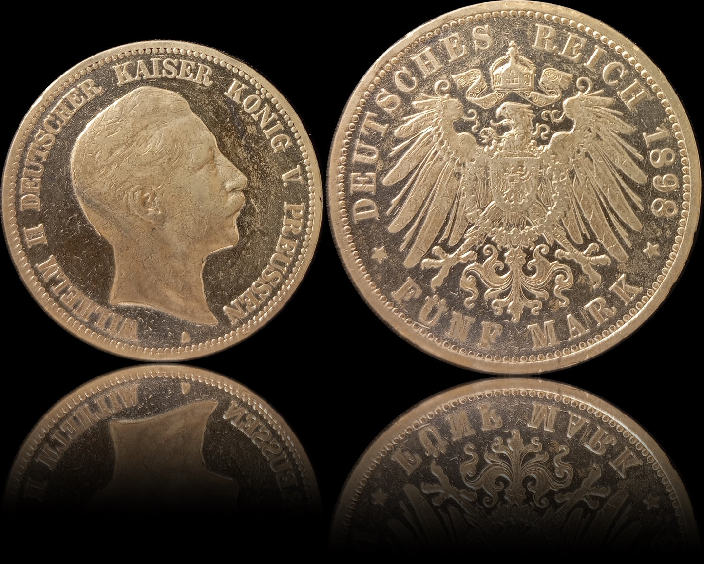 5 Mark Preußen 1898 A Silber, Kaiser Wilhelm II. Deutsches Kaiserreich, Jaeger-Nr. 104