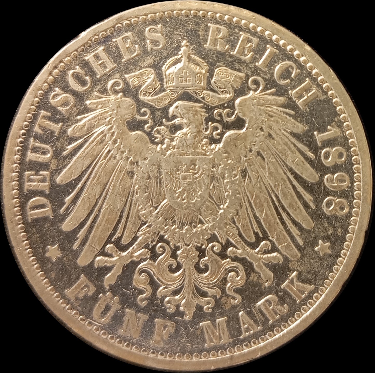 5 Mark Preußen 1898 A Silber, Kaiser Wilhelm II. Deutsches Kaiserreich, Jaeger-Nr. 104