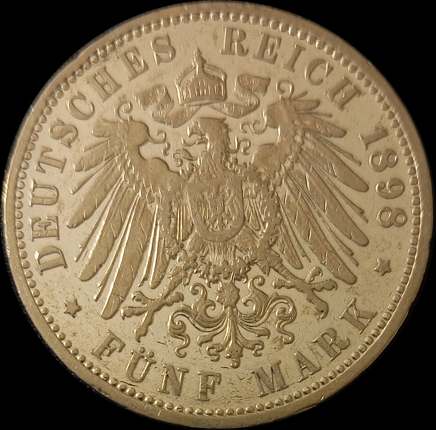 5 Mark Preußen 1898 A Silber, Kaiser Wilhelm II. Deutsches Kaiserreich, Jaeger-Nr. 104