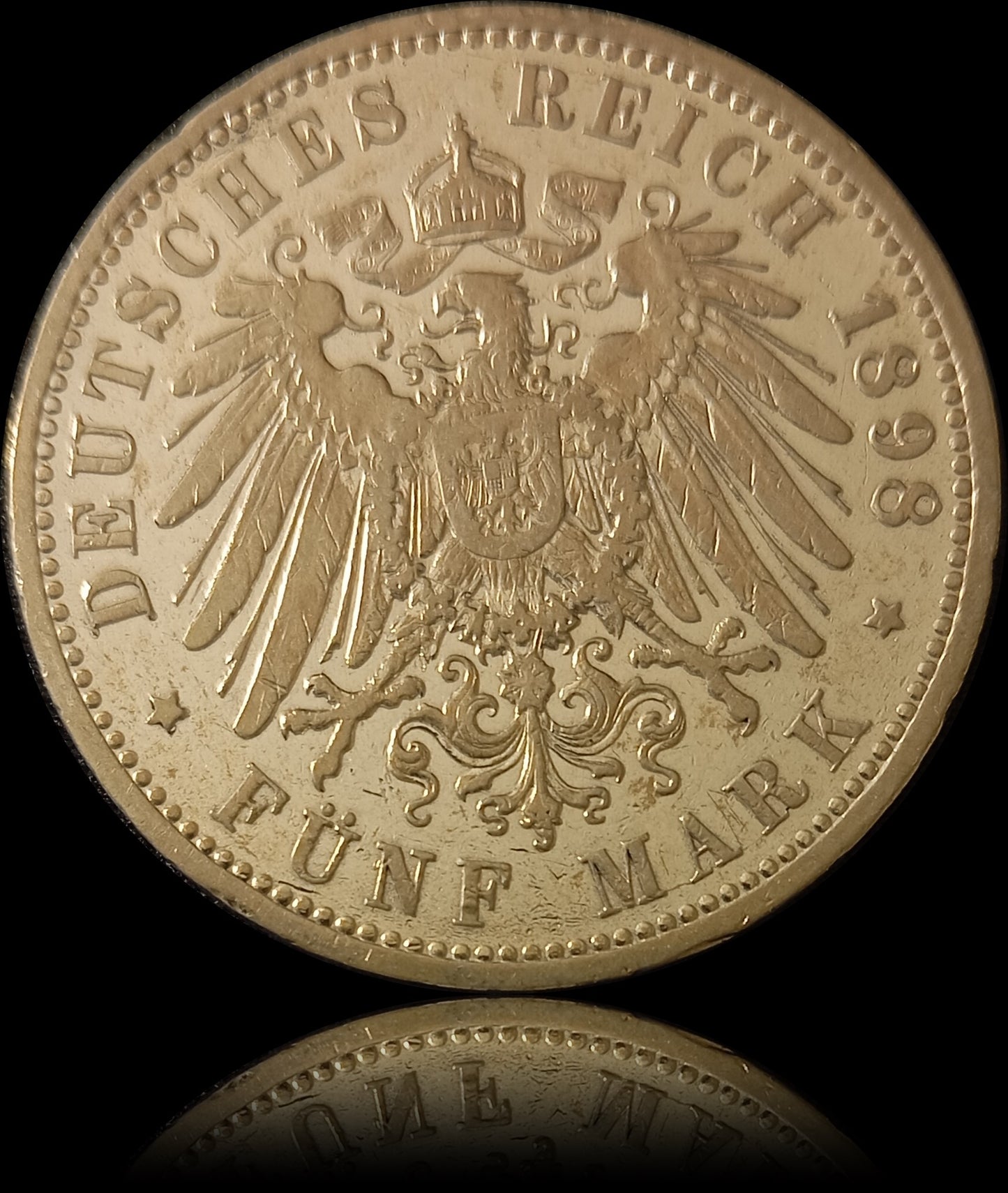 5 Mark Preußen 1898 A Silber, Kaiser Wilhelm II. Deutsches Kaiserreich, Jaeger-Nr. 104