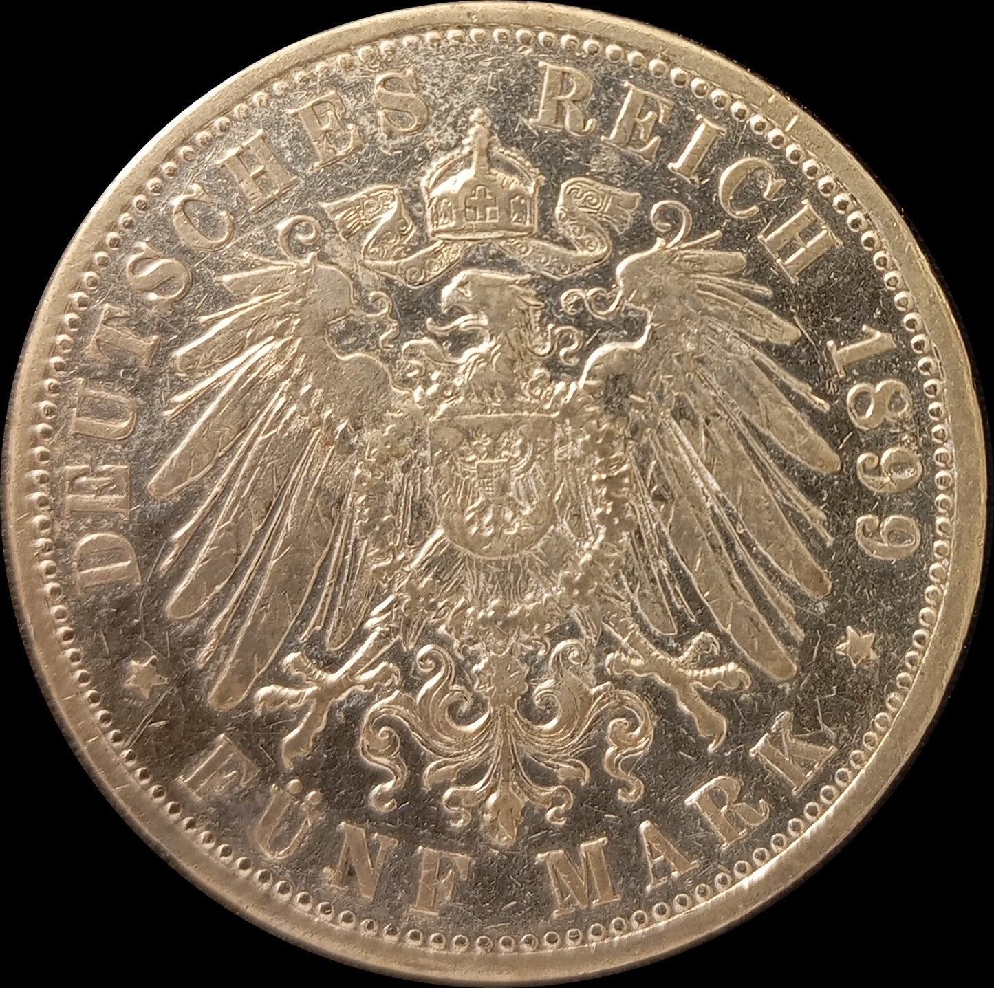 5 Mark Preußen 1899 A Silber, Kaiser Wilhelm II. Deutsches Kaiserreich, Jaeger-Nr. 104