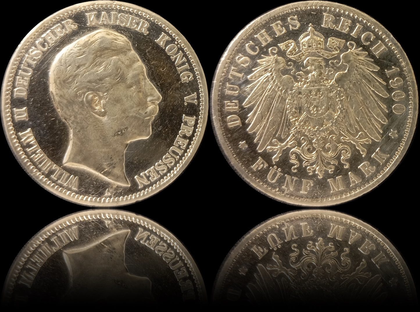 5 Mark Preußen 1900 A Silber, Kaiser Wilhelm II. Deutsches Kaiserreich, Jaeger-Nr. 104