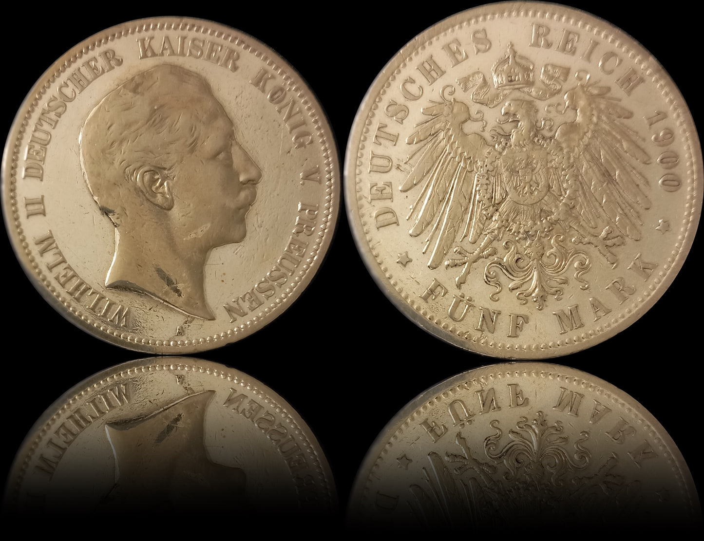 5 Mark Preußen 1900 A Silber, Kaiser Wilhelm II. Deutsches Kaiserreich, Jaeger-Nr. 104