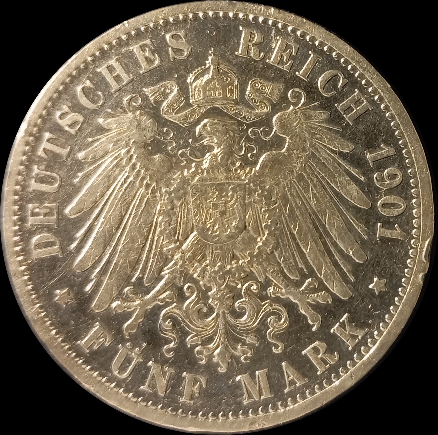 5 Mark Preußen 1901 A Silber, Kaiser Wilhelm II. Deutsches Kaiserreich, Jaeger-Nr. 104