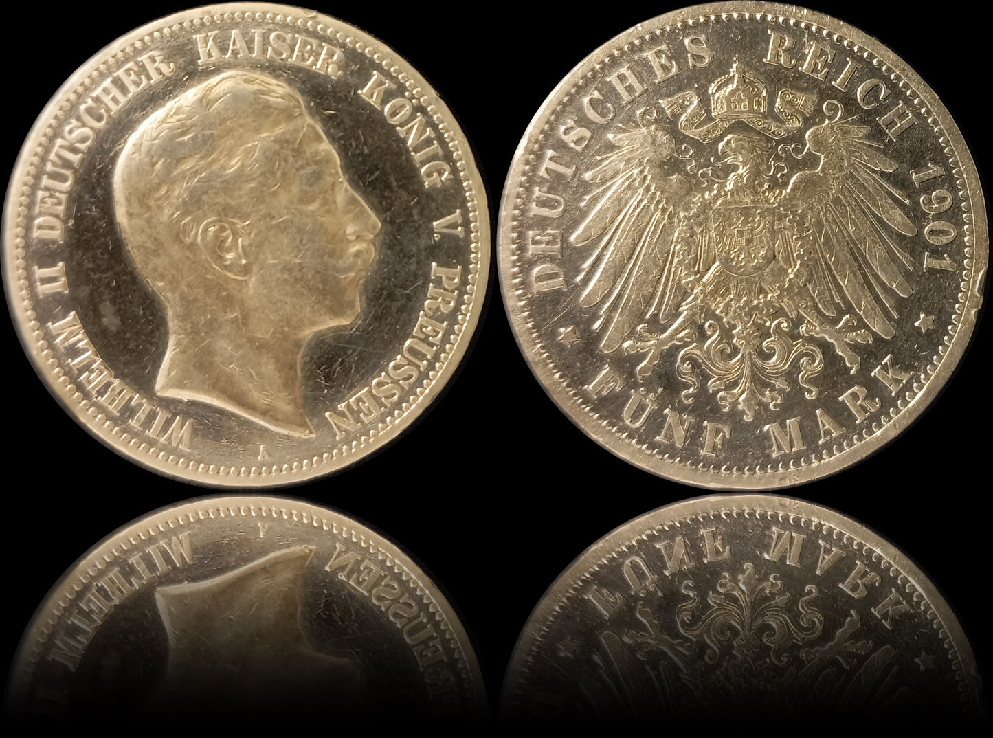 5 Mark Preußen 1901 A Silber, Kaiser Wilhelm II. Deutsches Kaiserreich, Jaeger-Nr. 104