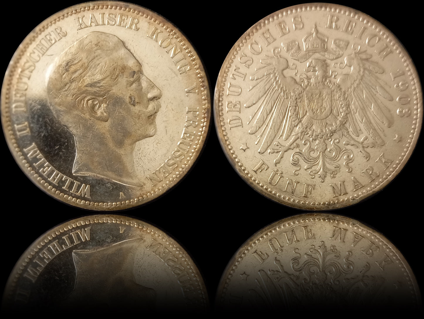 5 Mark Preußen 1903 A Silber, Kaiser Wilhelm II. Deutsches Kaiserreich, Jaeger-Nr. 104